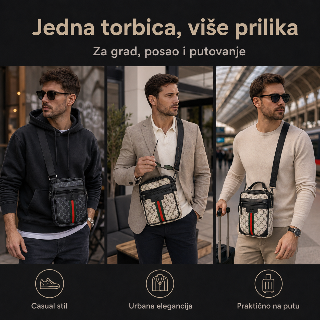 Muška crossbody torbica za grad, posao i putovanje