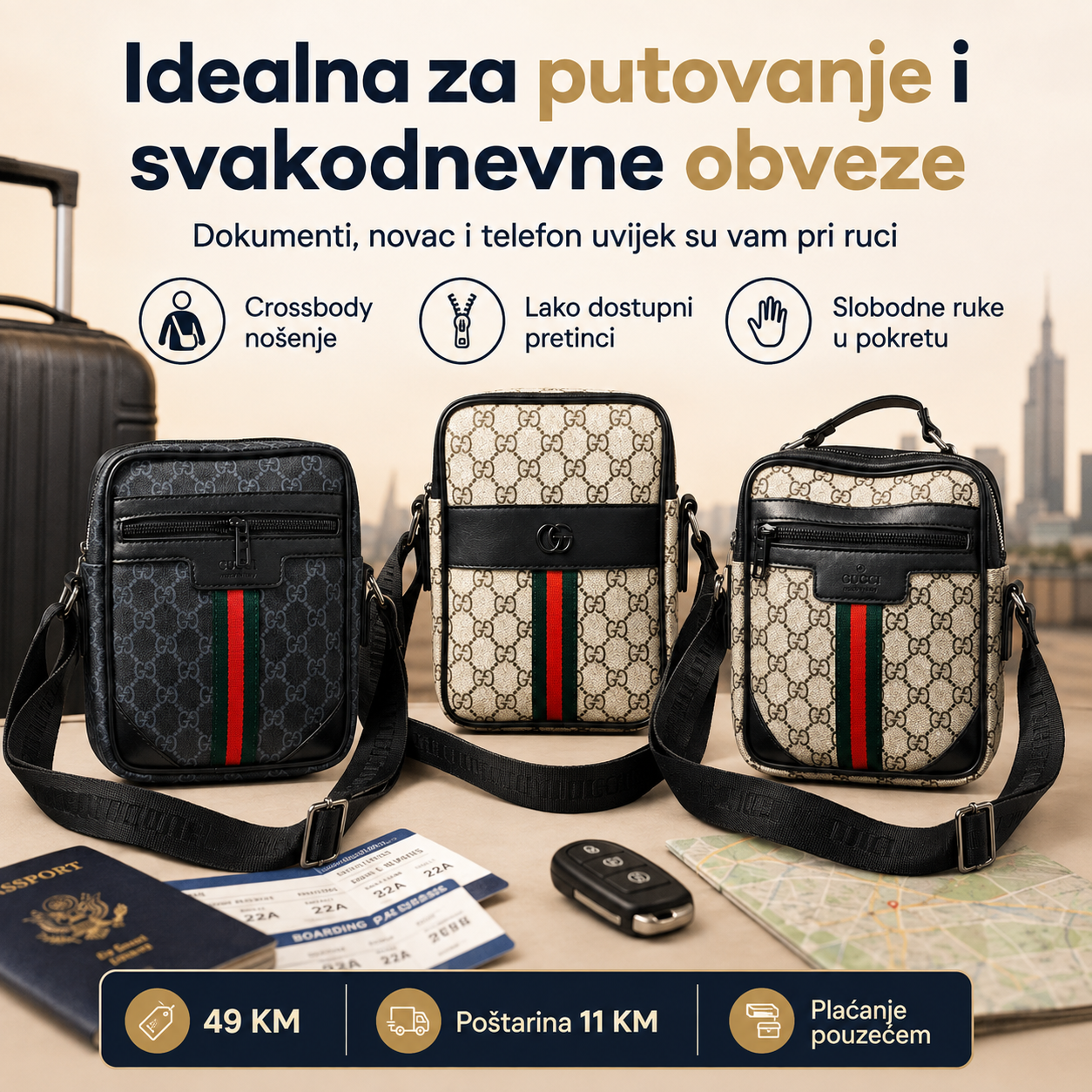 Muška crossbody torbica za putovanje i svakodnevne obveze