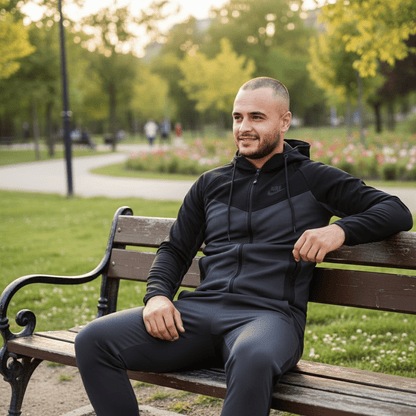 Muška Premium Trenirka – Trenirke – M Crno - Siva – slika 4