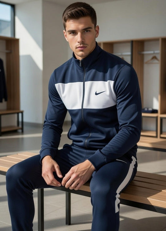 Muška Sportska Trenerka Premium – Teget Bijela – – S – slika 1