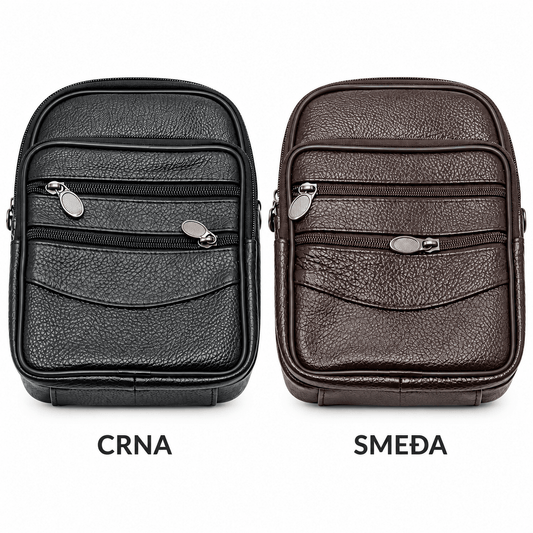 Muška torba preko ramena s kosim zatvaračima – Torbe preko ramena – Crna – slika 1