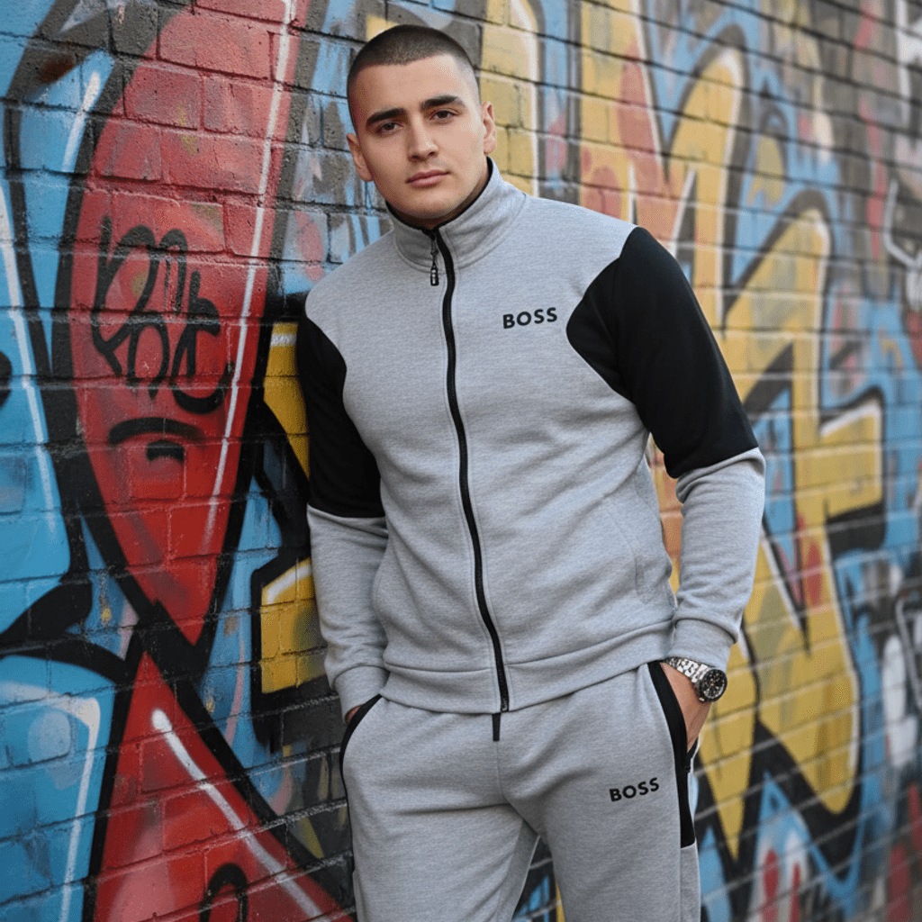 Muška Trendi Trenerka - Siva i Crna Kombinacija – Muška odjeća – S – slika 1