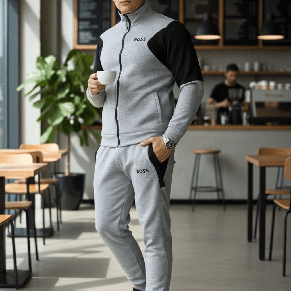 Muška Trendi Trenerka - Siva i Crna Kombinacija – Muška odjeća – S – slika 2