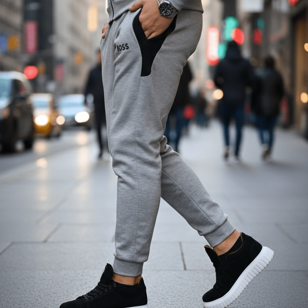 Muška Trendi Trenerka - Siva i Crna Kombinacija – Muška odjeća – S – slika 4