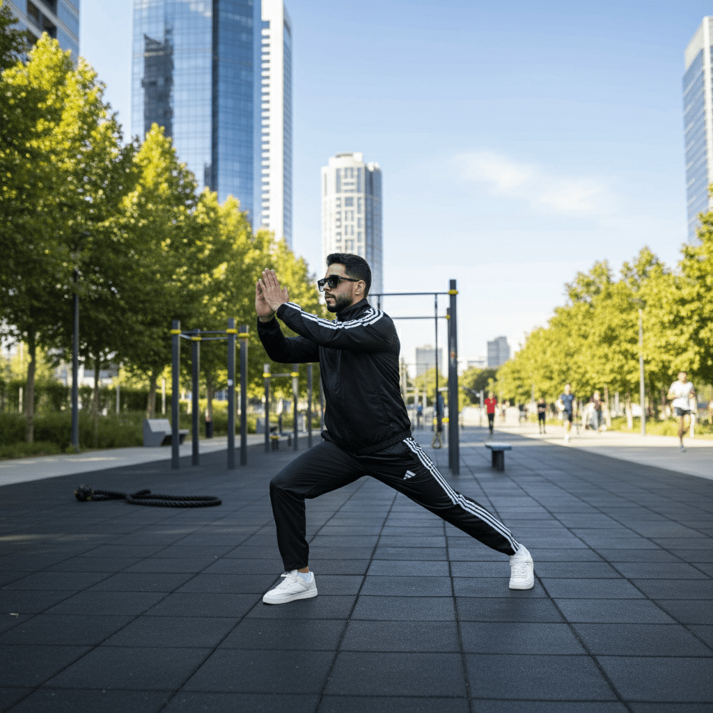 Muška Trenerka Crna sa Bijelim Prugama – Muška Trenerka – Crna S – slika 4