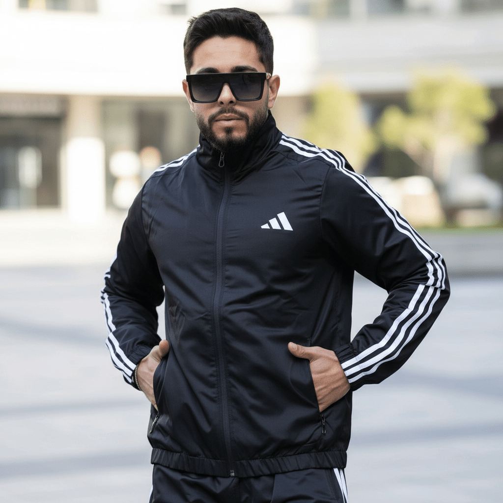 Muška Trenerka Crna sa Bijelim Prugama – Muška Trenerka – Crna S – slika 2