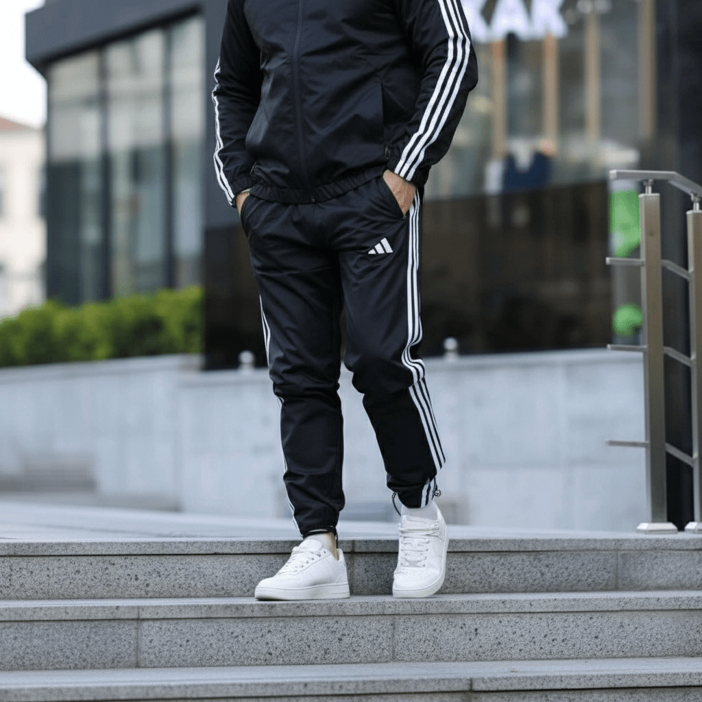 Muška Trenerka Crna sa Bijelim Prugama – Muška Trenerka – Crna S – slika 3