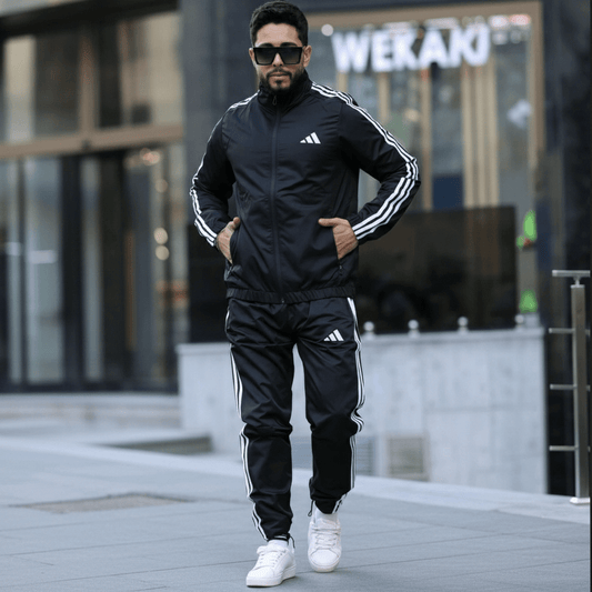 Muška Trenerka Crna sa Bijelim Prugama – Muška Trenerka – Crna S – slika 1