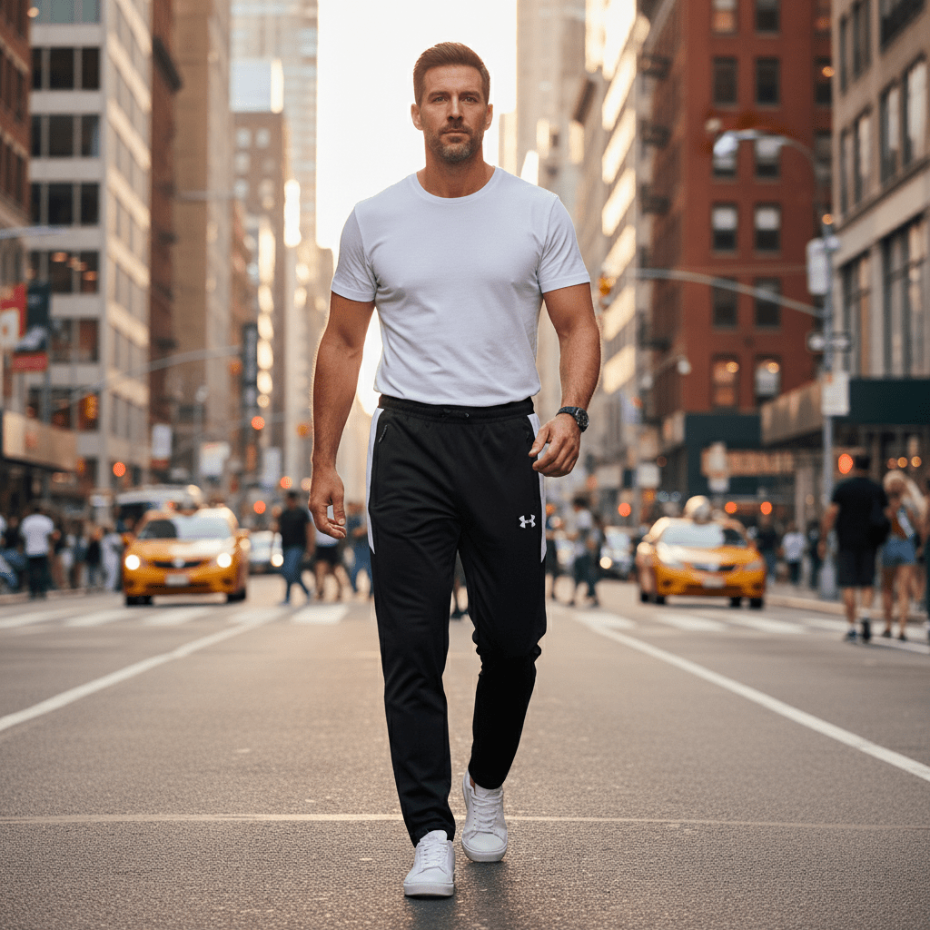 Muška Trenerka Donji Dio - Crno - Bijeli Stil sa Sportskim Logom – Sportska odjeća – S – slika 4