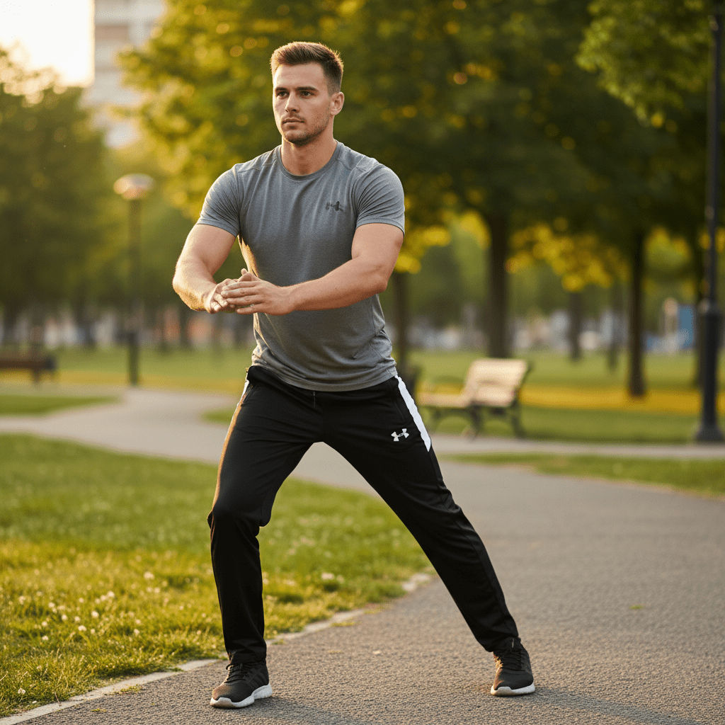 Muška Trenerka Donji Dio - Crno - Bijeli Stil sa Sportskim Logom – Sportska odjeća – S – slika 1