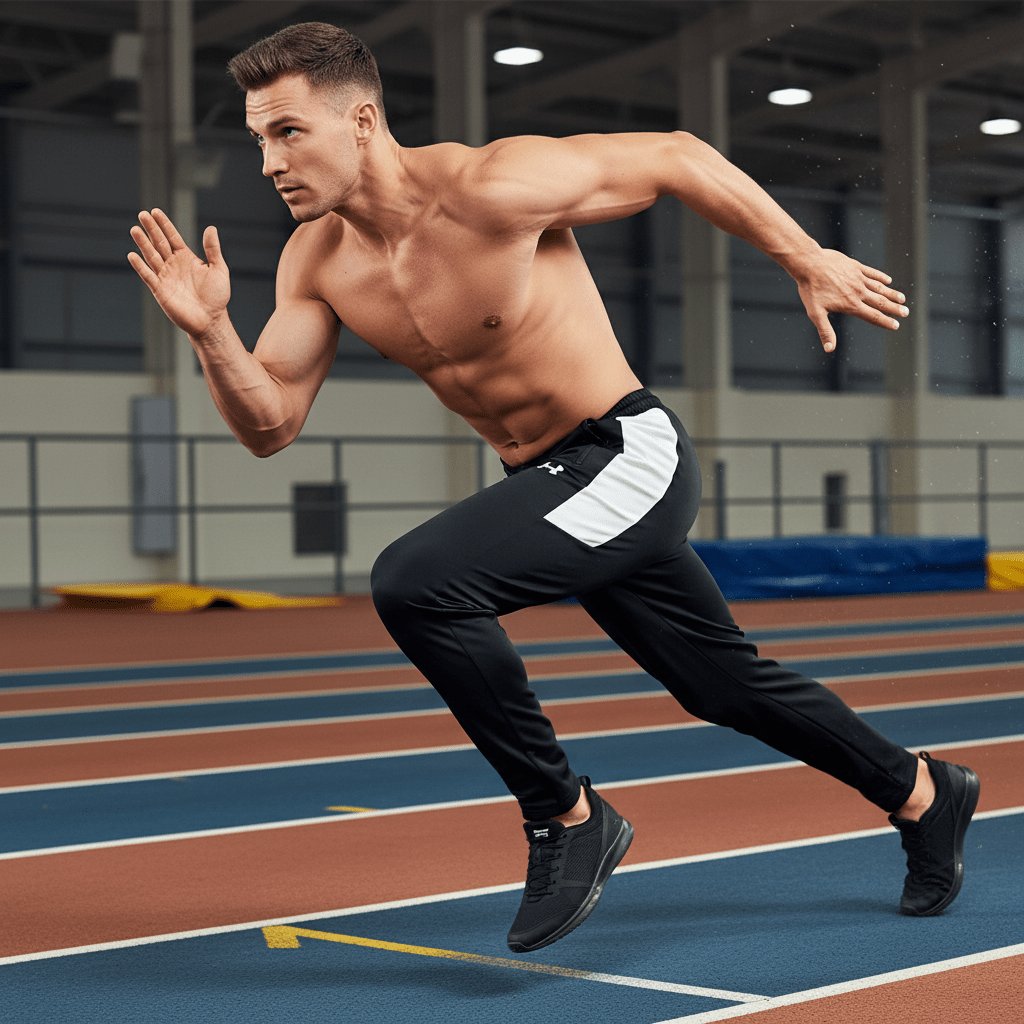 Muška Trenerka Donji Dio - Crno - Bijeli Stil sa Sportskim Logom – Sportska odjeća – S – slika 2