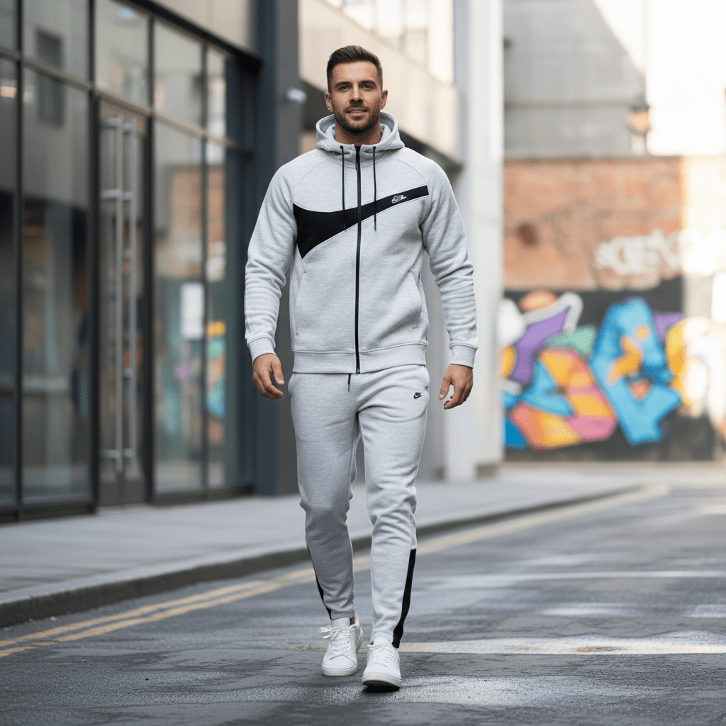 Muška Trenerka Komplet - Svijetlo Siva – Trenerke – S Svijetlo Siva/Crna – slika 1