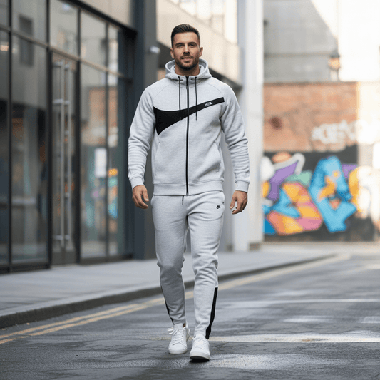 Muška Trenerka Komplet - Svijetlo Siva – Trenerke – S Svijetlo Siva/Crna – slika 1