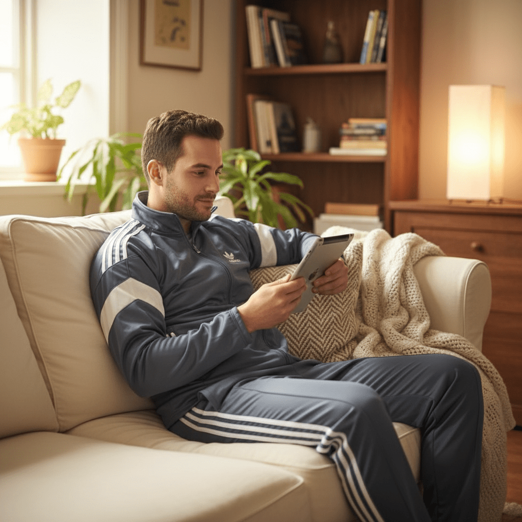 Muška Trenerka sa Bijelim Prugama - Udobnost i Stil za Svaki Dan – Sportska odjeća – M Siva – slika 1