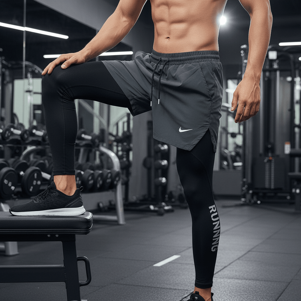 Muške 2 - u - 1 Sportske Hlače s Tajicama za Trčanje – Sportske Hlače i Tajice – S – slika 3