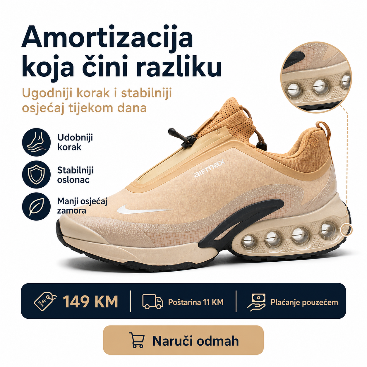 Muške Premium Sportske Tenisice – Bež – prikaz 3