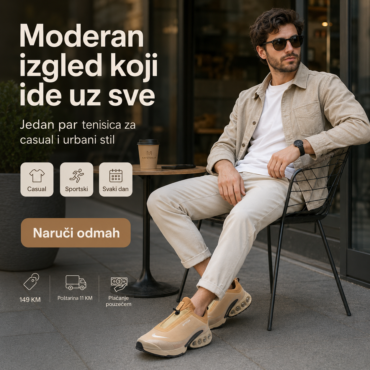 Muške Premium Sportske Tenisice – Bež – prikaz 7