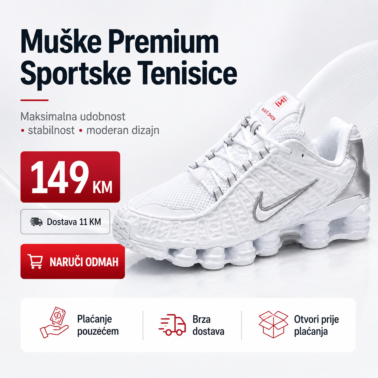 Muške Premium Bijele Sportske Tenisice – prikaz 2