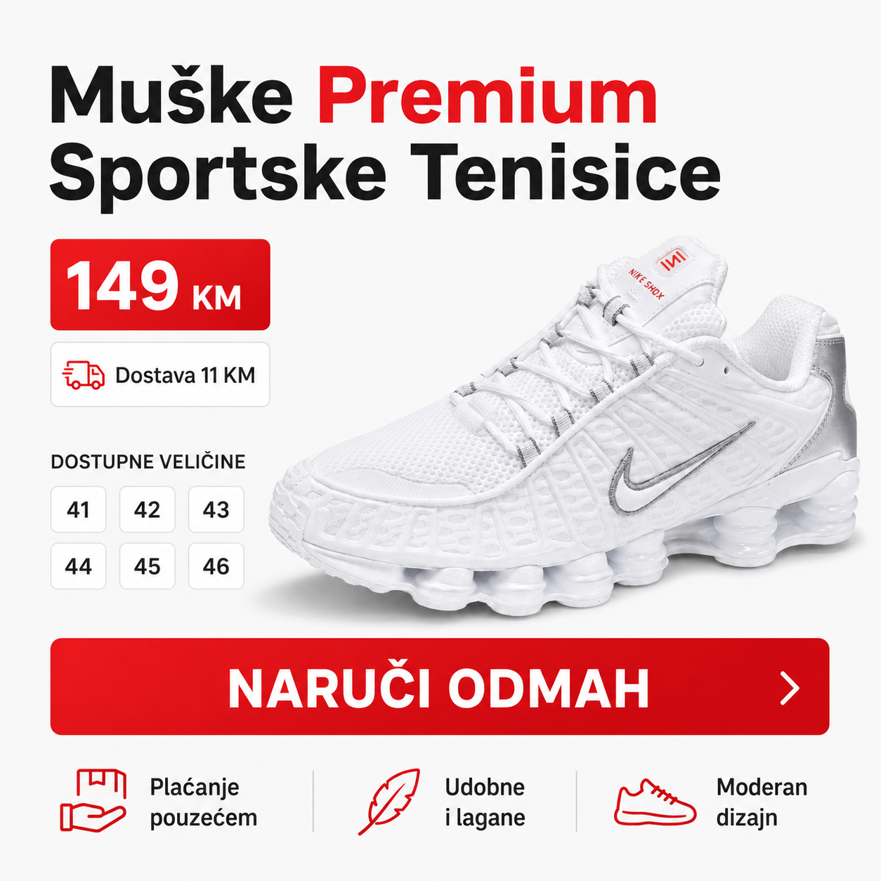 Muške Premium Bijele Sportske Tenisice – prikaz 8
