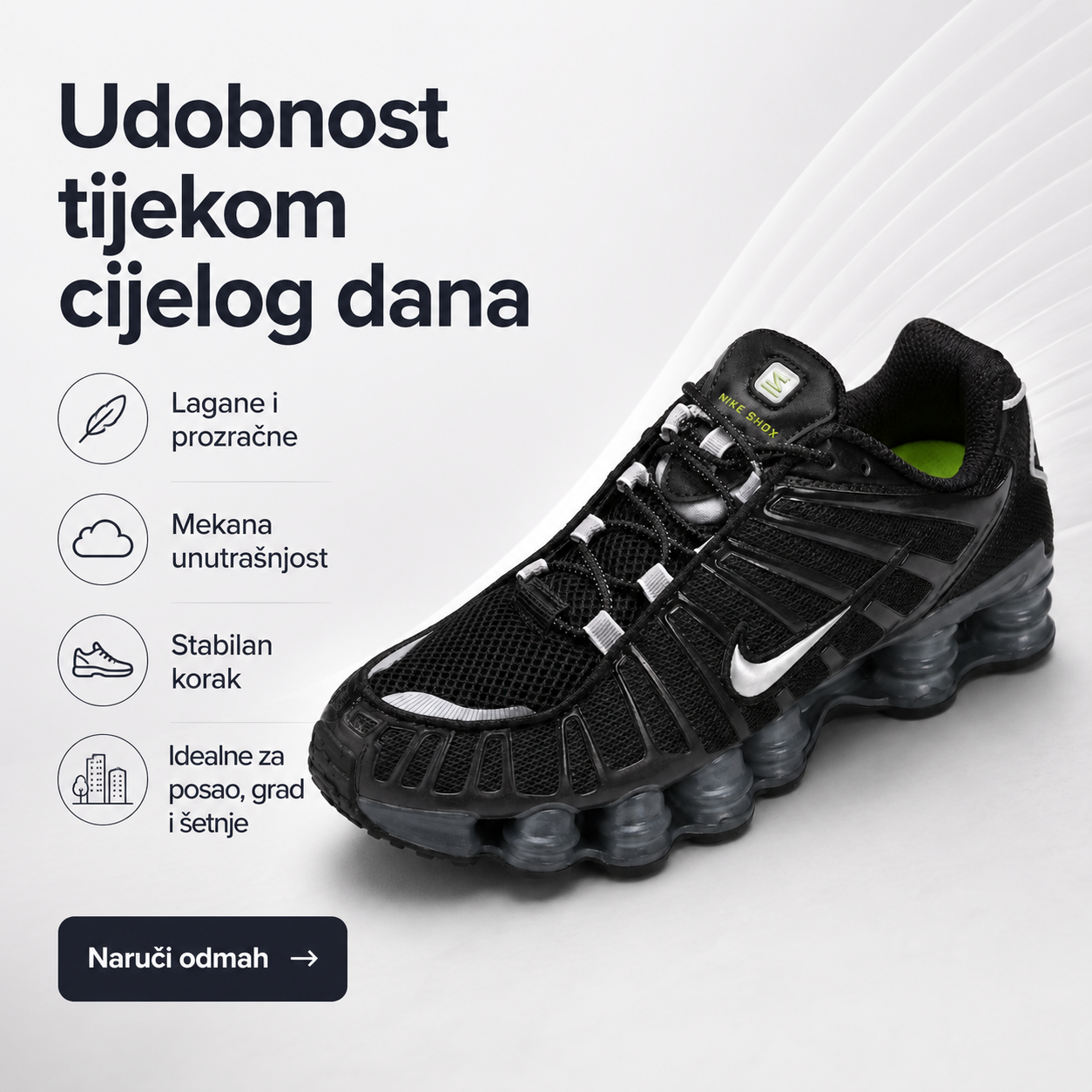 Muške Premium Crne Sportske Tenisice s Bijelim Detaljima – prikaz 2