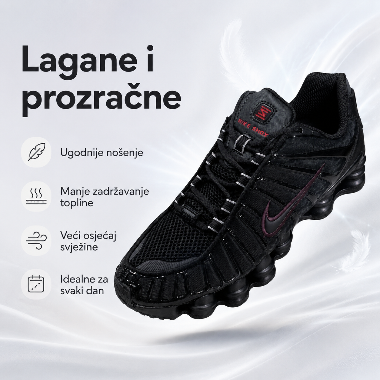 Muške Premium Sportske Tenisice – Crne s Bordo Detaljem – prikaz 6