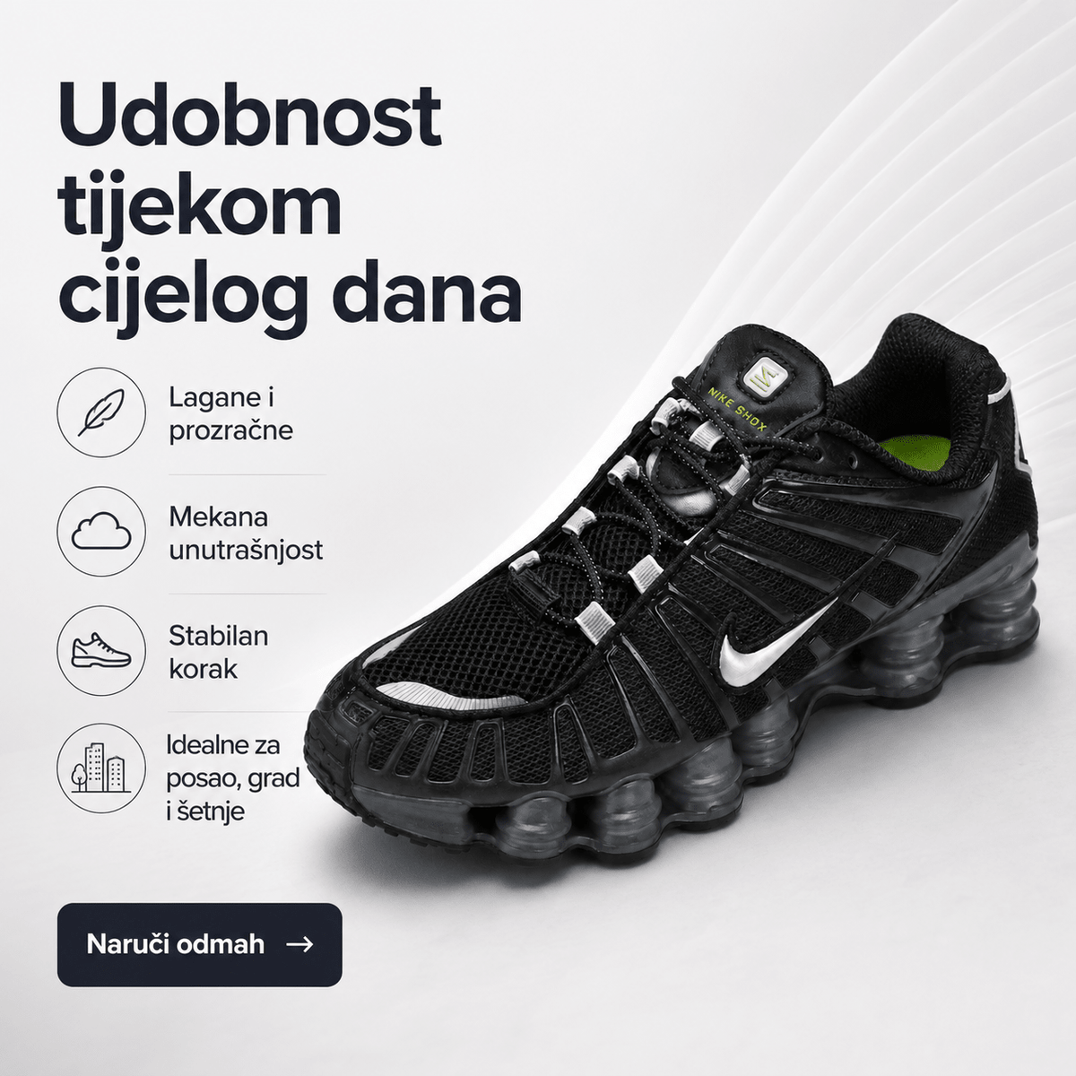 Muške Premium Crne Sportske Tenisice s Bijelim Detaljima – Muške tenisice – 41 – slika 2