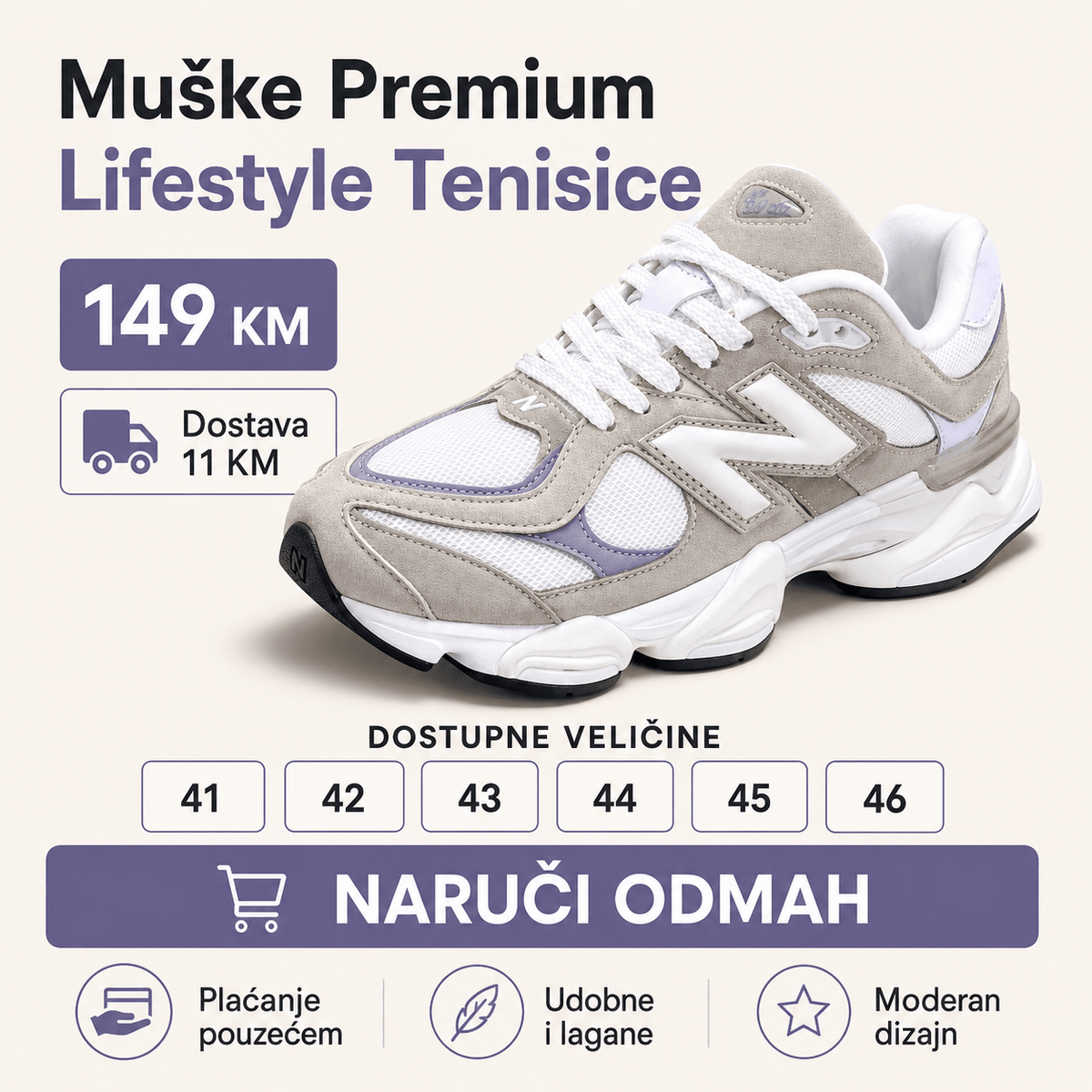 Muške Premium Lifestyle Tenisice – Sivo-Bijele – Muške tenisice – 41 – slika 8