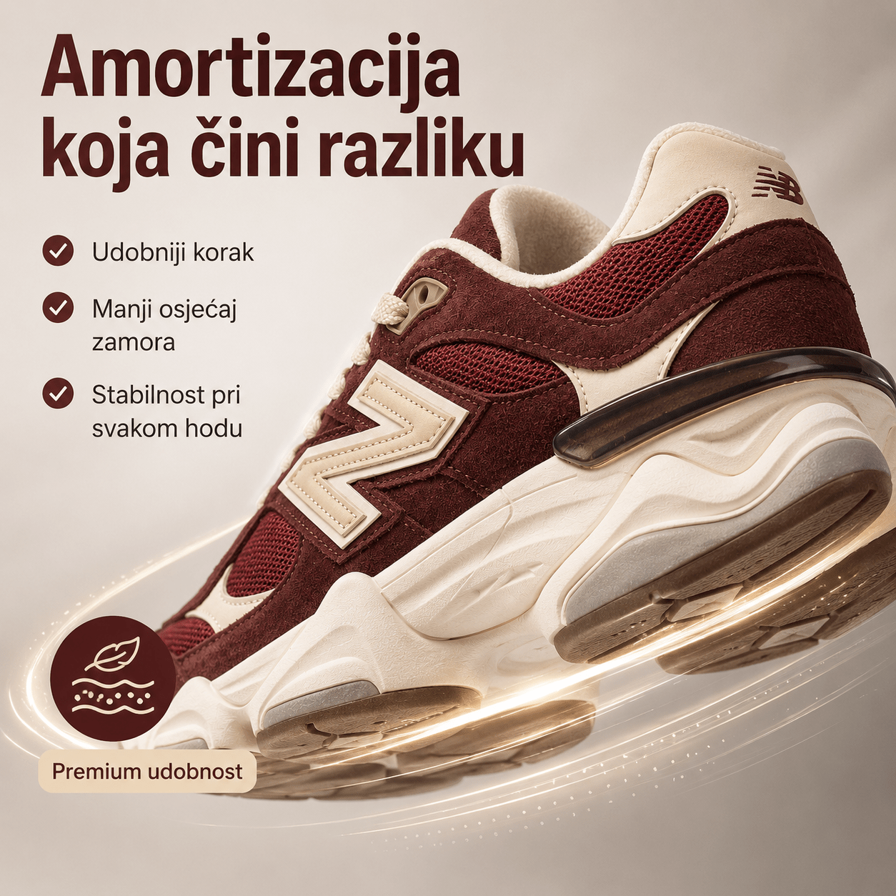 Muške Premium Sportske Tenisice – Bordo-Krem – Muške tenisice – 41 – slika 4