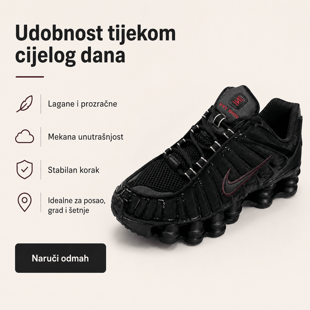 Muške Premium Sportske Tenisice – Crne s Bordo Detaljem – Muške tenisice – 41 – slika 3