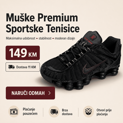 Muške Premium Sportske Tenisice – Crne s Bordo Detaljem – Muške tenisice – 41 – slika 2