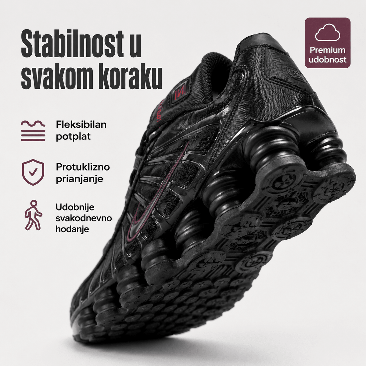 Muške Premium Sportske Tenisice – Crne s Bordo Detaljem – Muške tenisice – 41 – slika 7
