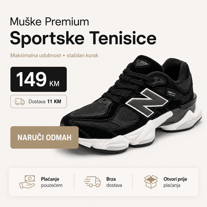 Muške Premium Sportske Tenisice – Crne sa Sivo-Bijelim Detaljima – Muške tenisice – 41 – slika 2