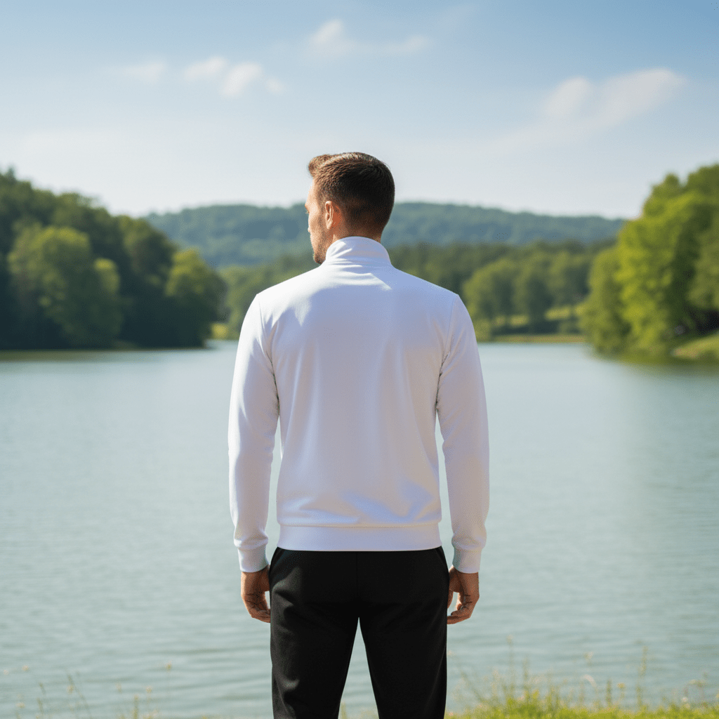 Muški Komplet Trenirka - Bijela Jakna – Muška Odjeća – S Bijelo/Crna – slika 5