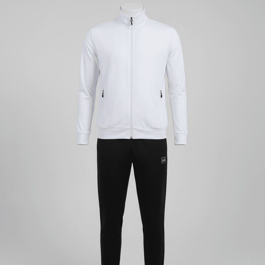 Muški Komplet Trenirka - Bijela Jakna – Muška Odjeća – S Bijelo/Crna – slika 6