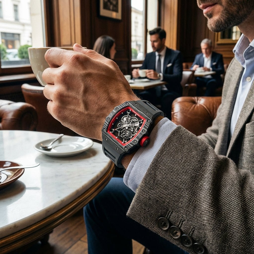 Muški Skeleton Sat Carbon Fiber - Luksuzni Sportski Dizajn – Satovi – – slika 4