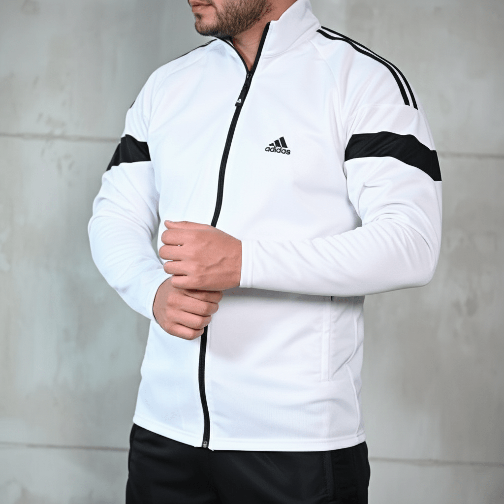 Muški Sportski Komplet Trenerka - Bijelo - Crna Elegancija – Muška Odjeća – M Bijelo - Crna – slika 2