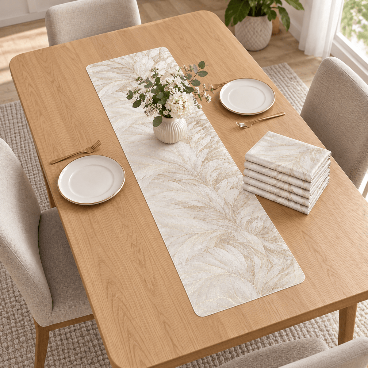 Nadstolnjaci s perjastim listovima 33 × 92 cm – 6 komada – Nadstolnjaci s perjastim listovima – set 6 – – slika 2