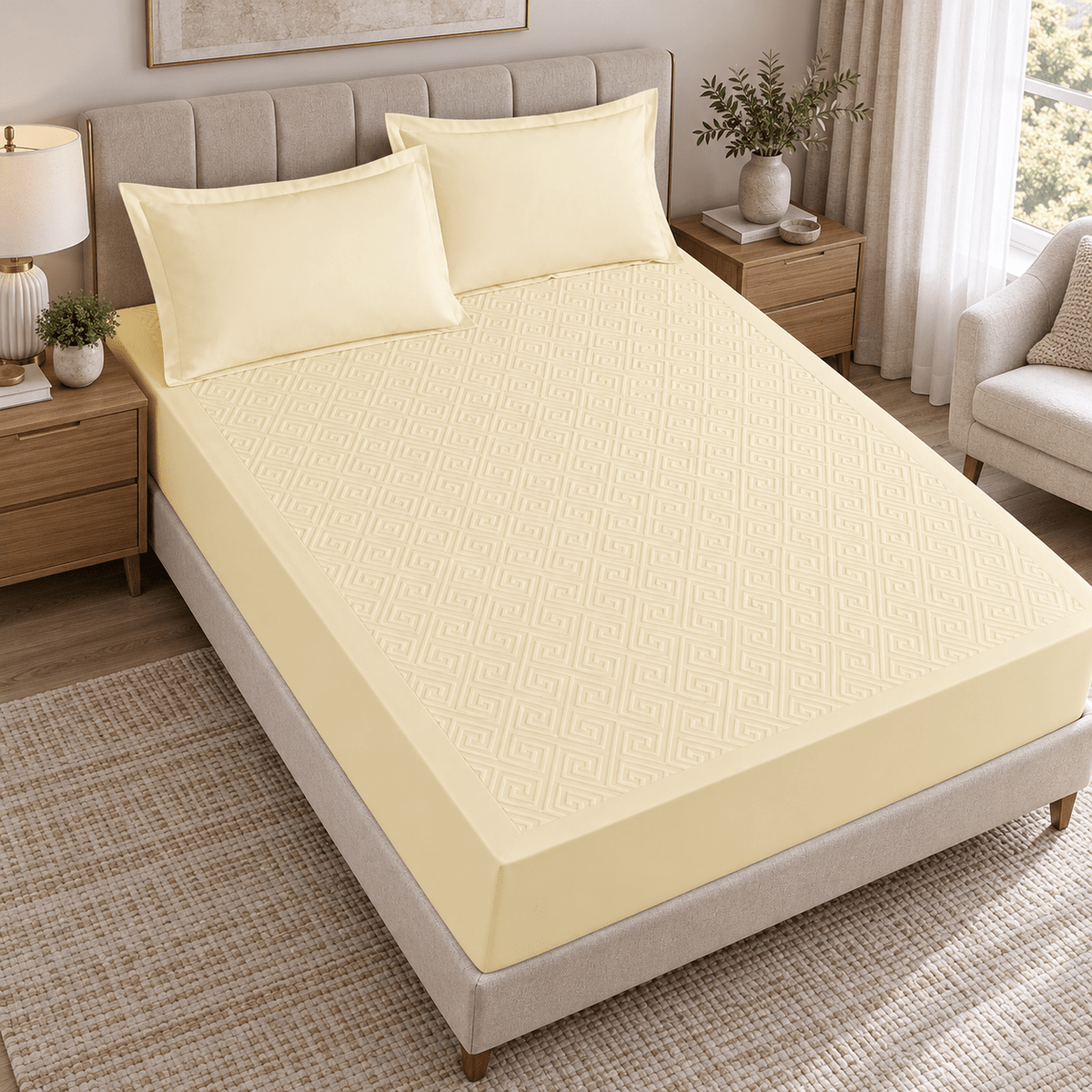 Navlaka za madrac i 2 jastučnice – 4 boje – Setovi navlake za madrac i jastučnica – 160 × 200 + 30 cm Bež – slika 20