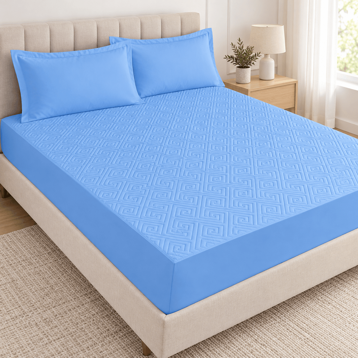 Navlaka za madrac i 2 jastučnice – 4 boje – Setovi navlake za madrac i jastučnica – 180 × 200 + 30 cm Plava – slika 4