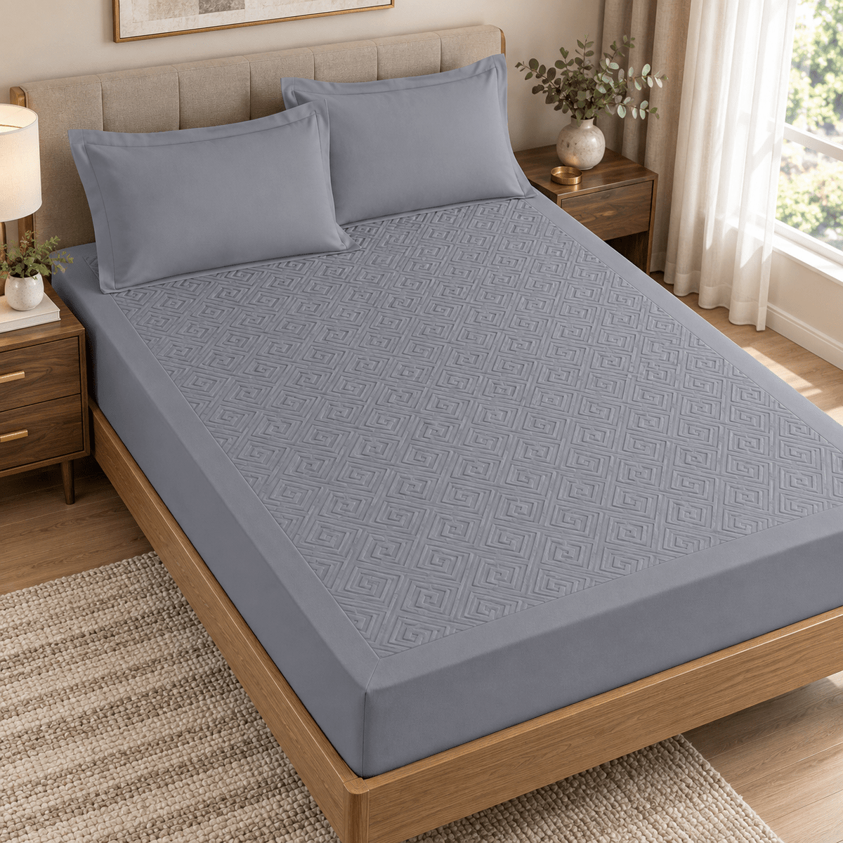 Navlaka za madrac i 2 jastučnice – 4 boje – Setovi navlake za madrac i jastučnica – 160 × 200 + 30 cm Siva – slika 23