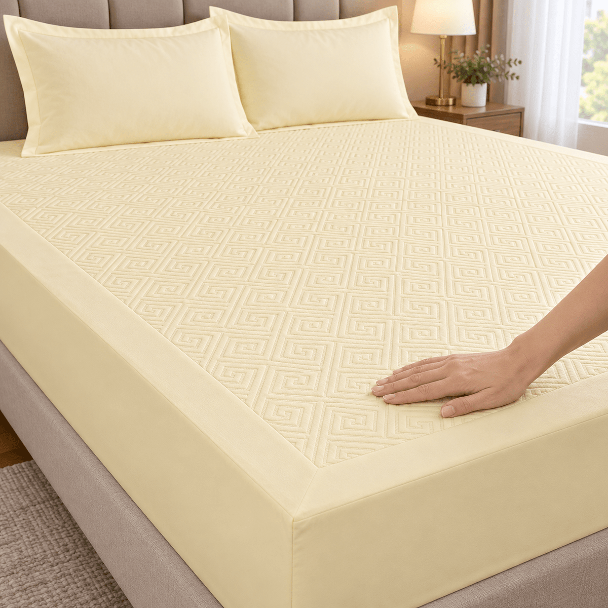 Navlaka za madrac i 2 jastučnice – 4 boje – Setovi navlake za madrac i jastučnica – 180 × 200 + 30 cm Bež – slika 15
