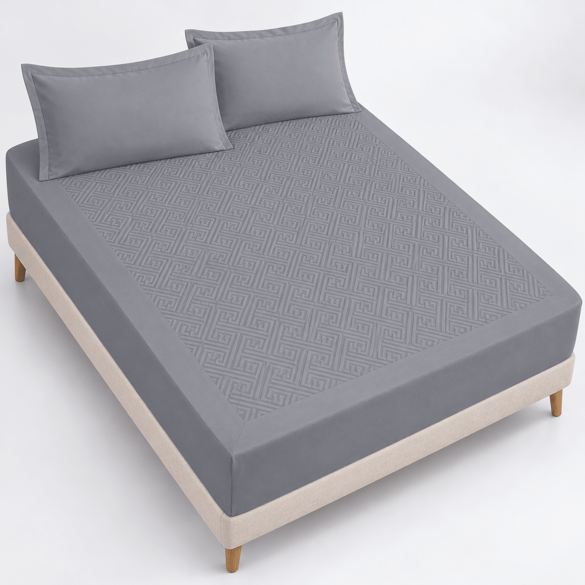 Navlaka za madrac i 2 jastučnice – 4 boje – Setovi navlake za madrac i jastučnica – 180 × 200 + 30 cm Siva – slika 16