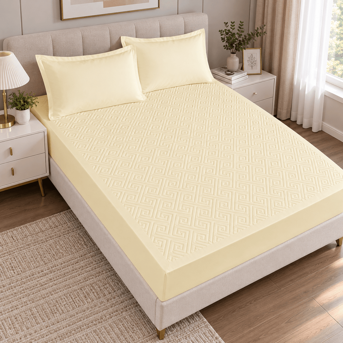 Navlaka za madrac i 2 jastučnice – 4 boje – Setovi navlake za madrac i jastučnica – 180 × 200 + 30 cm Bež – slika 14