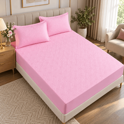 Navlaka za madrac i 2 jastučnice – 4 boje – Setovi navlake za madrac i jastučnica – 160 × 200 + 30 cm Ružičasta – slika 8