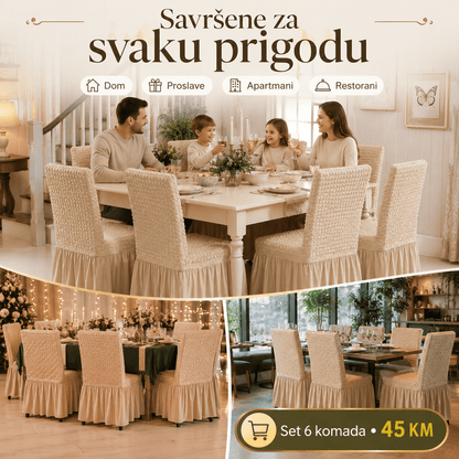 Navlake za Stolice s Elegantnom Suknjom – – Siva – slika 15