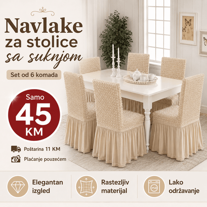 Navlake za Stolice s Elegantnom Suknjom – – Siva – slika 12