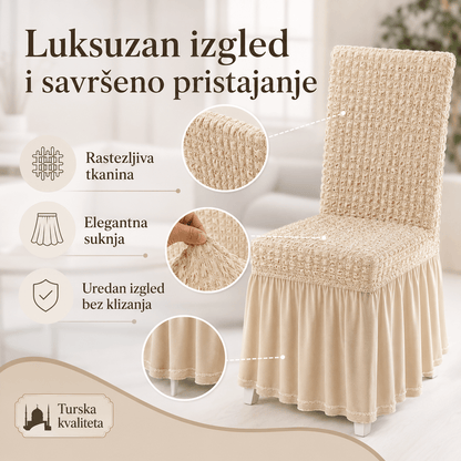 Navlake za Stolice s Elegantnom Suknjom – – Siva – slika 14