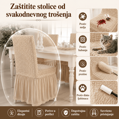 Navlake za Stolice s Elegantnom Suknjom – – Siva – slika 10