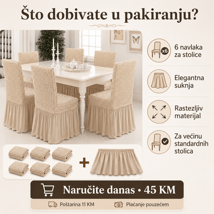 Navlake za Stolice s Elegantnom Suknjom – – Siva – slika 8