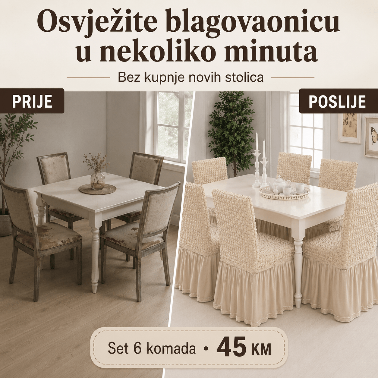 Navlake za Stolice s Elegantnom Suknjom – – Siva – slika 11